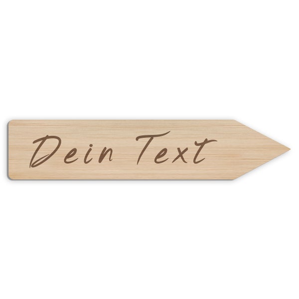 Großes Holzschild für Hochzeit - Pfeil aus Holz mit Wunschtext - Personalisierbares Wegweiser-Schild mit Gravur