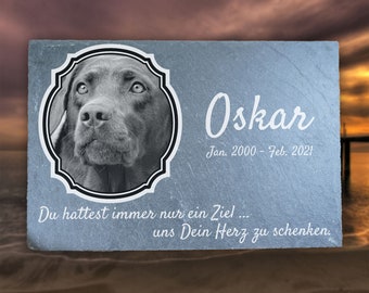 Text GRABSTEIN Tiergrabstein Gravur Hunde Hund-042 ► 40 x 25 cm ◄ Ihr Foto 
