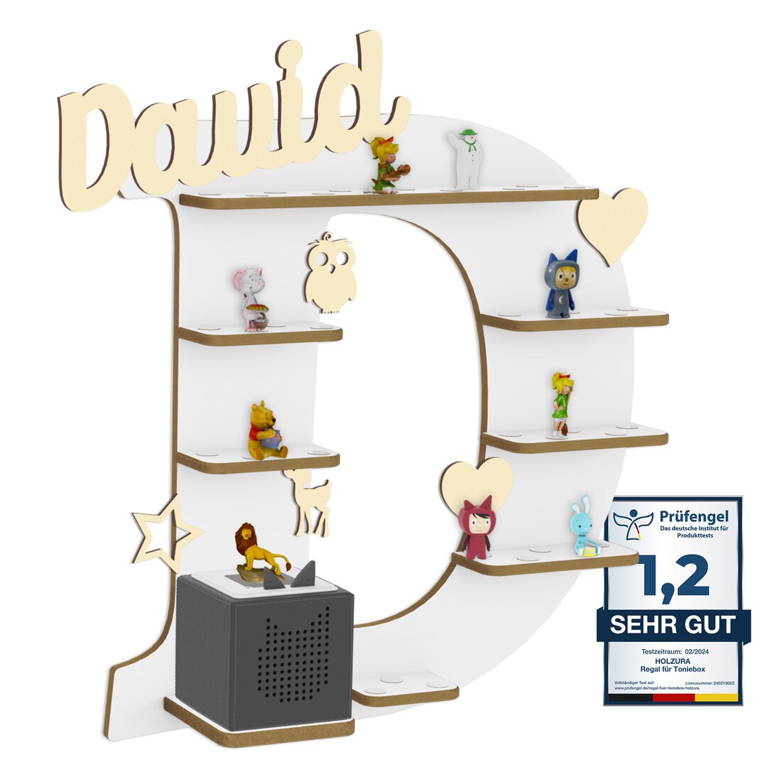 Étagère Tonie personnalisée avec nom pour 22 figurines & Toniebox en