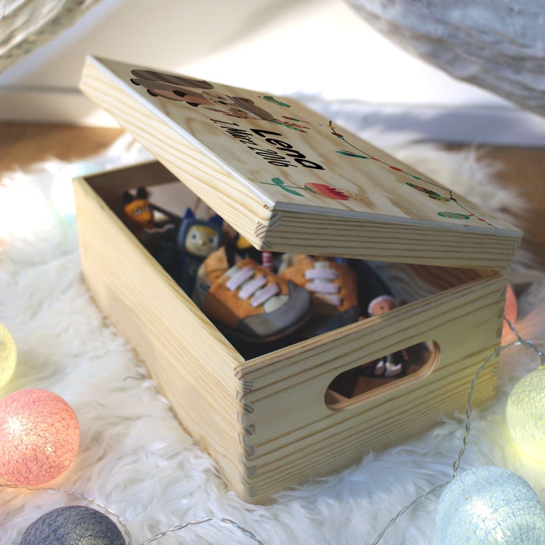 Lilletå Erinnerungsbox Schulanfang - 40x30x13cm Holzkiste Für Baby-Andenken - Personalisierbar