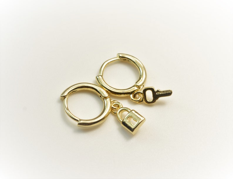 Lock Earrings Padlock and Key Hoop Earrings Etsy