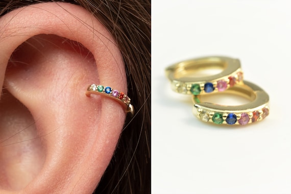 Multi Color Gemstone 18K Gold Over Silver 29.5mm Infinity Hoop Earrings -  JCPenney