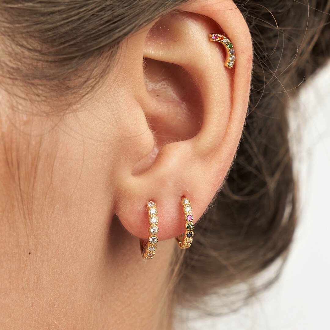 LOYATA Gouden Huggie Hoop Oorbellen 14K Vergulde Sierlijke Kleine Eenvoudige Hypoallergene Sieraden Gift voor Vrouwen, 14mm, Metaal, Geen edelsteen