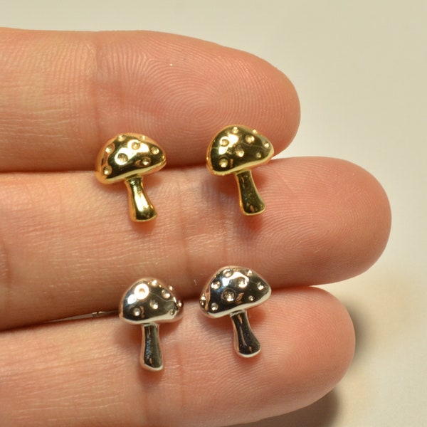 gold mushroom earrings - mushroom stud earrings - mushroom studs