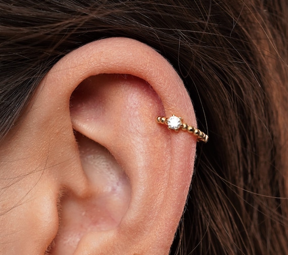 Buy 14 K Solid Gold Cartilage Piercing, Real Gold Helix Earring, Cartilage  Tragus Helix Small Tiny, Unusual Cartilage Earring Online in India - Etsy