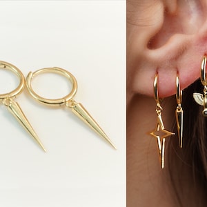 SPIKE hoops - spike huggie hoops - spike hoop earrings - gold huggie earrings - gold spike earrings - spike earrings