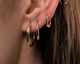 Thick Hoop earrings - Gold Hoop Earrings - Dainty Sterling Silver Hoop Earrings - Thick Gold Hoop Earrings - Small Gold Thick Hoops