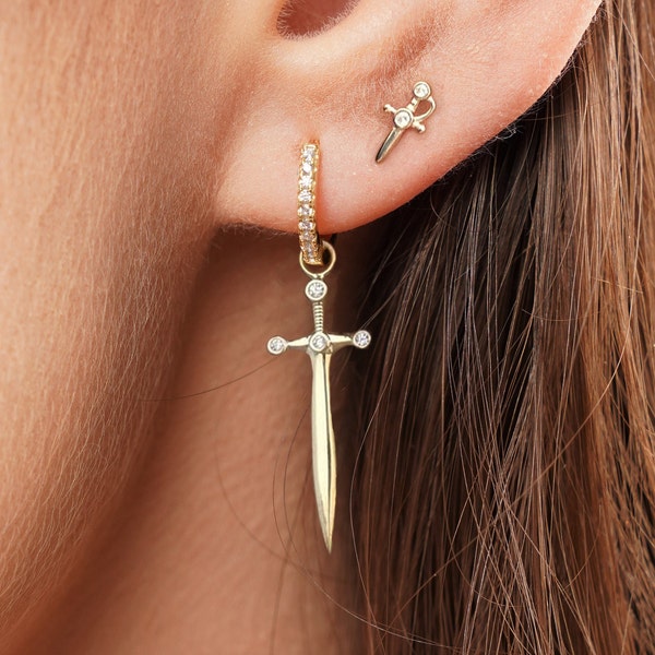 Sword earrings | sterling silver sword earrings | dagger earrings