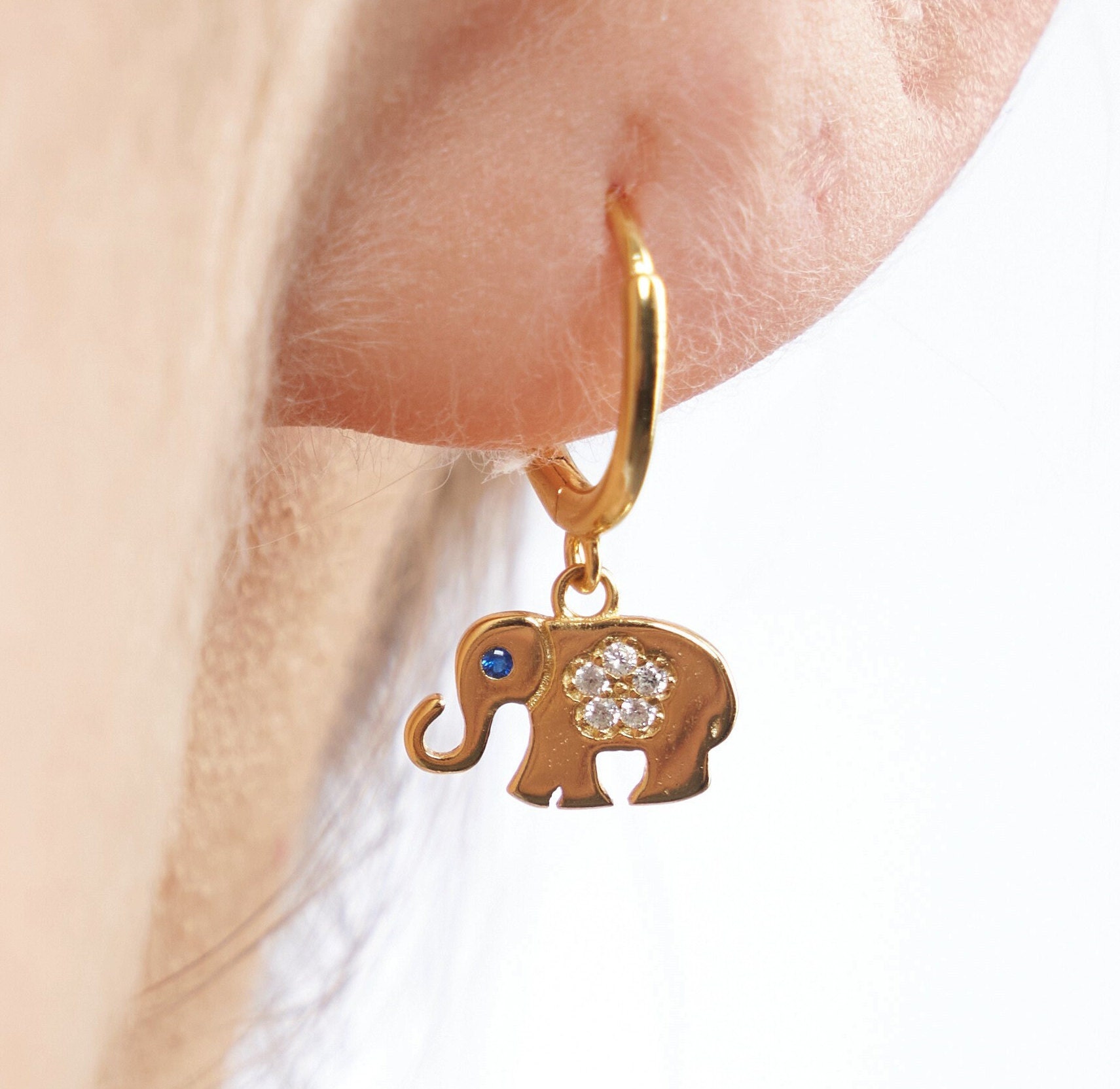 Elephant hoop earrings deals