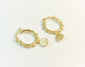 Sun Earrings - huge earrings - hoop earrings - gold sun hoops - sun hoops