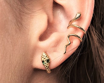 snake earring cuff - Snake cuff - Snake ear cuff - snake cuff earring - Gold ear cuff - ear cuff no piercing