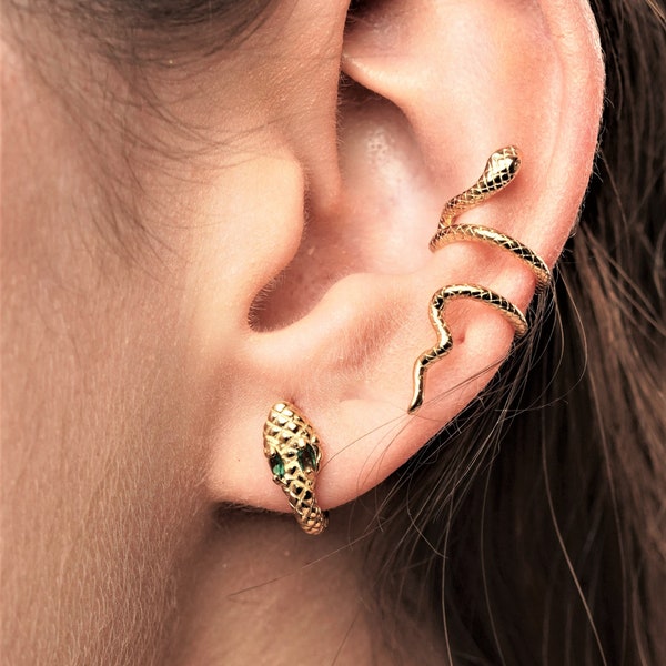 snake earring cuff - Snake cuff - Snake ear cuff - snake cuff earring - Gold ear cuff - ear cuff no piercing