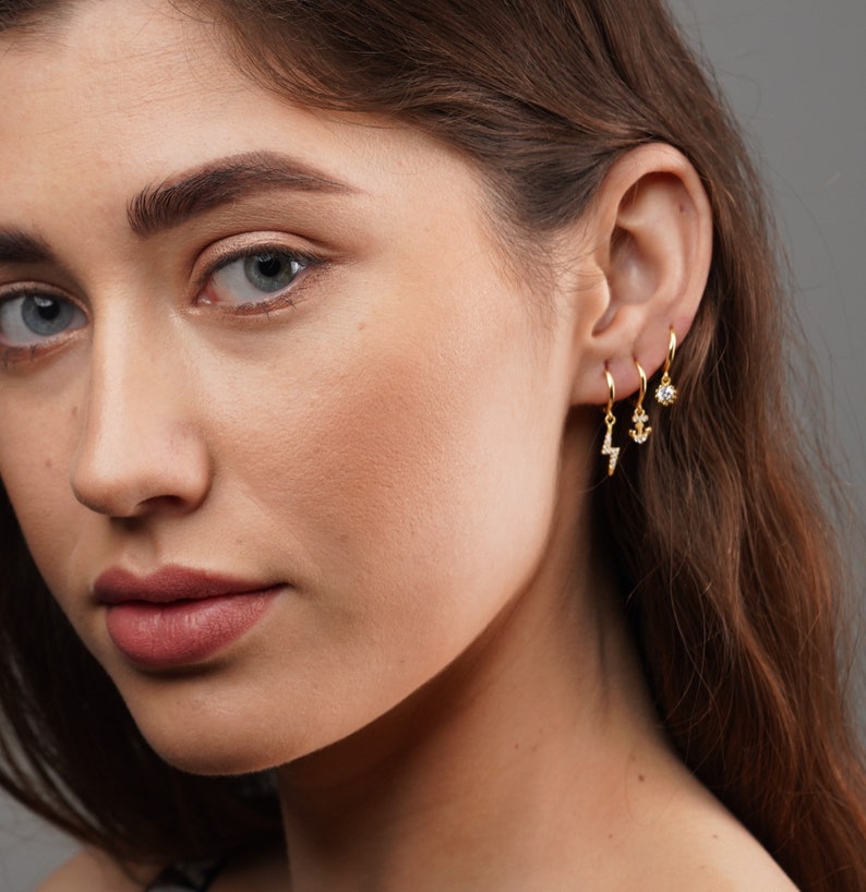 Gold Anchor Earrings Anchor Earrings Anchor Hoop Earrings Etsy