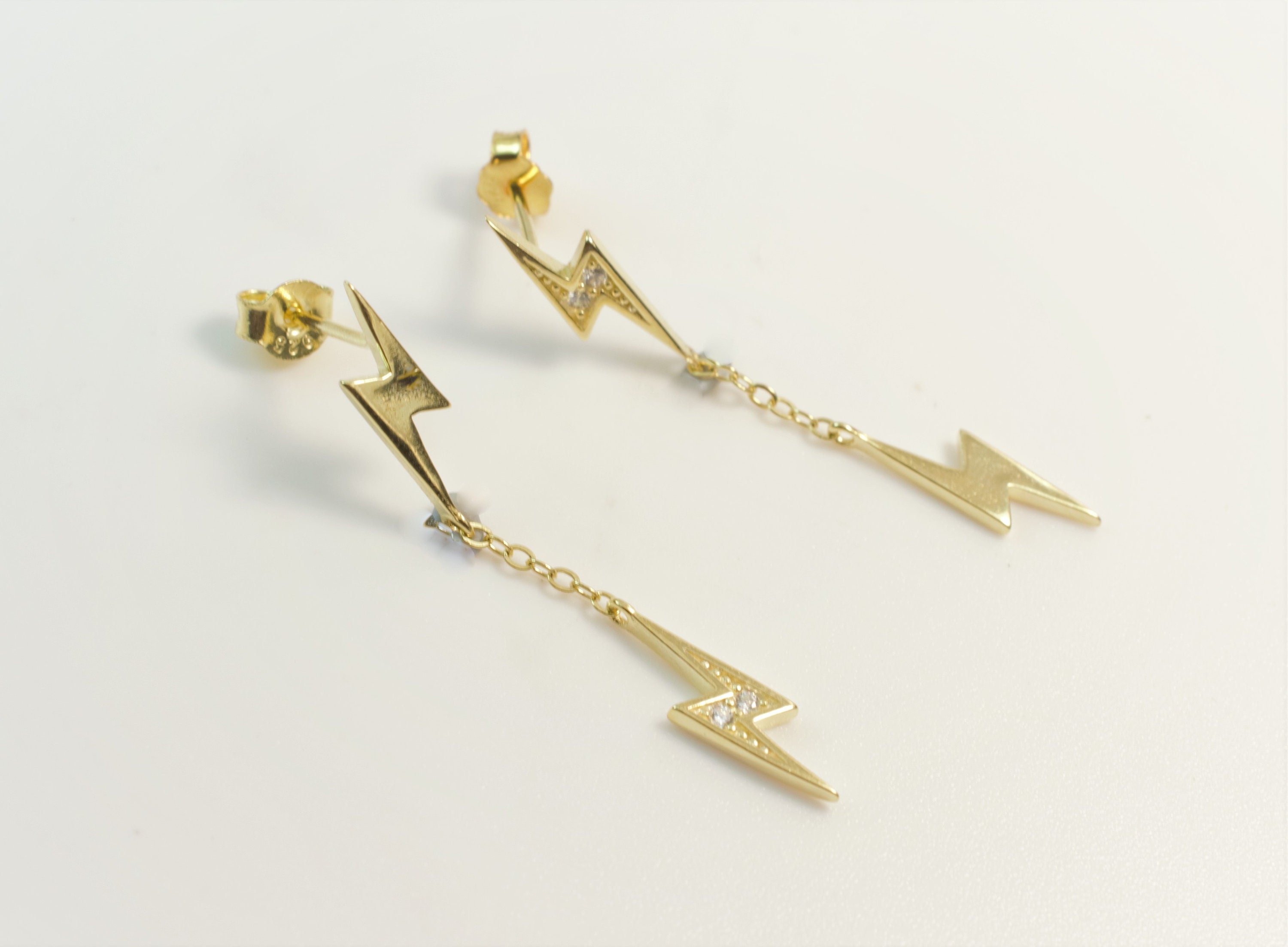 Dangle Lightning Bolt Earrings Lightning Bolt Earrings Etsy UK