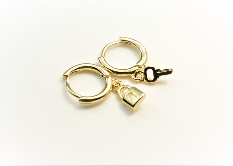 Lock Earrings Padlock and Key Hoop Earrings Etsy Canada