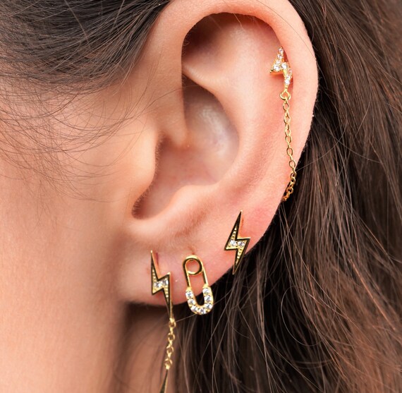 Safety Pin Earrings Pin Earrings Gold Pin Earrings Etsy