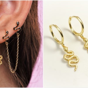 snake earrings - snake hoops  - minimal earrings - gold snake earrings - vermeil snake earrings
