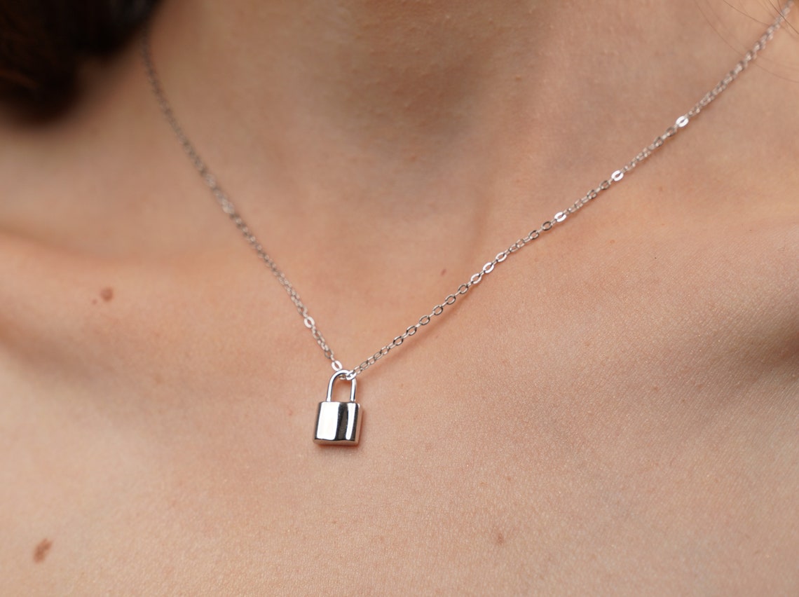 Lock necklace Silver lock necklace padlock necklace Etsy