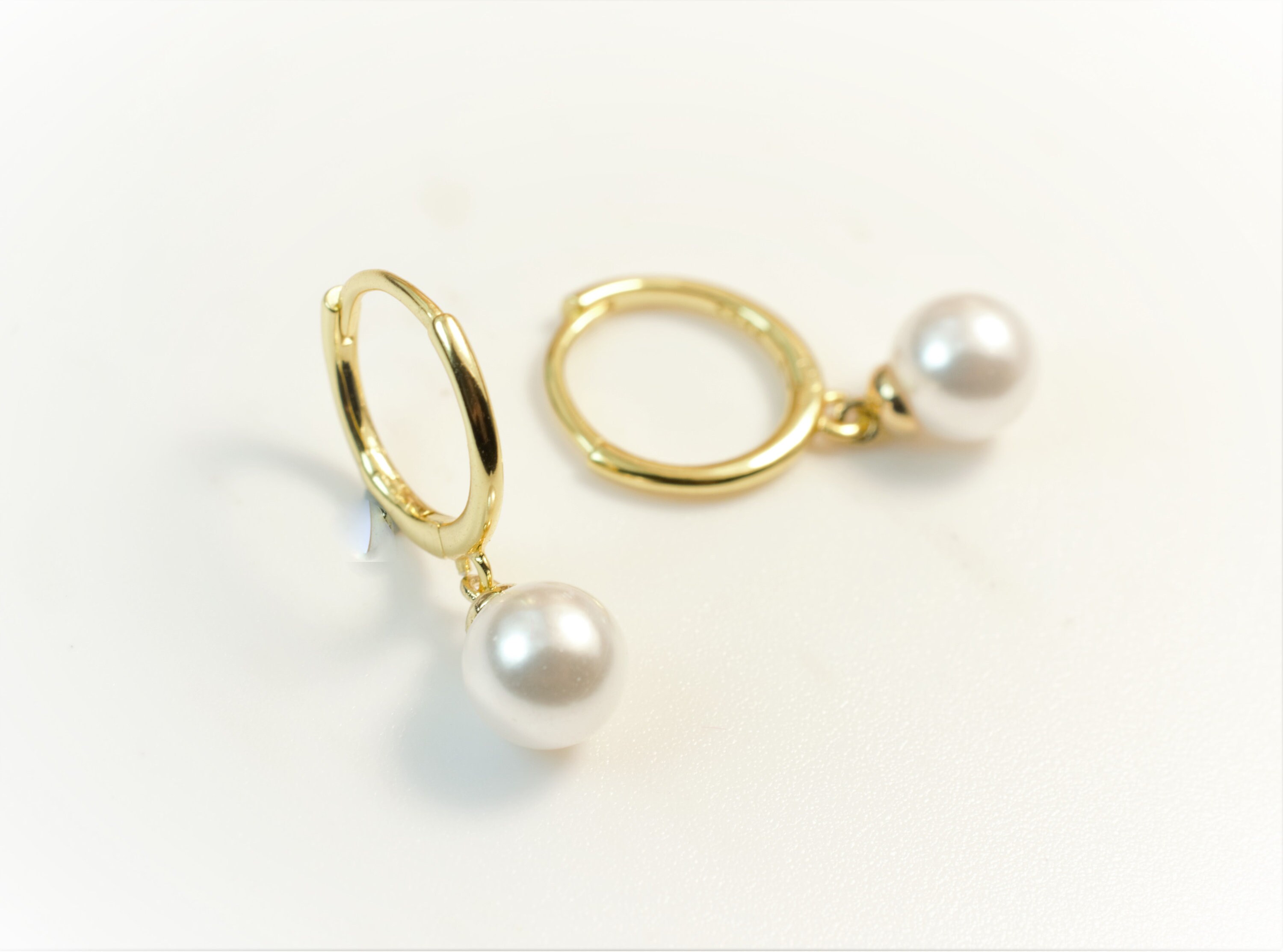 Gold pearl earrings pearl hoop earrings Gold pearl hoop Etsy