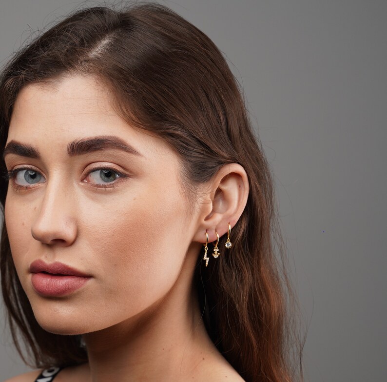 Gold Anchor Earrings Anchor Earrings Anchor Hoop Earrings Etsy