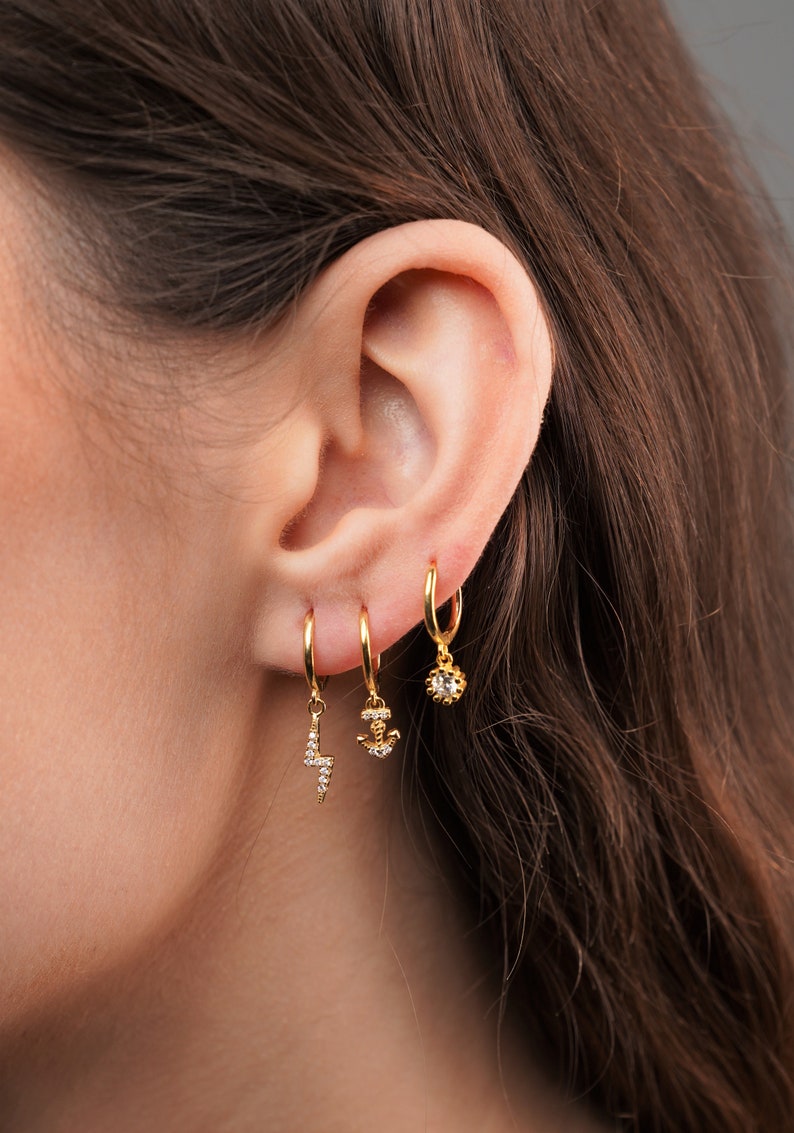 Gold Anchor Earrings Anchor Earrings Anchor Hoop Earrings Etsy