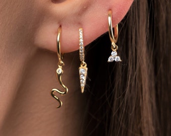 CZ Spike Earrings - Gold hoop Earrings - Gold Hoop spike Earrings - Silver Hoop Earrings - Dainty Hoop Earrings