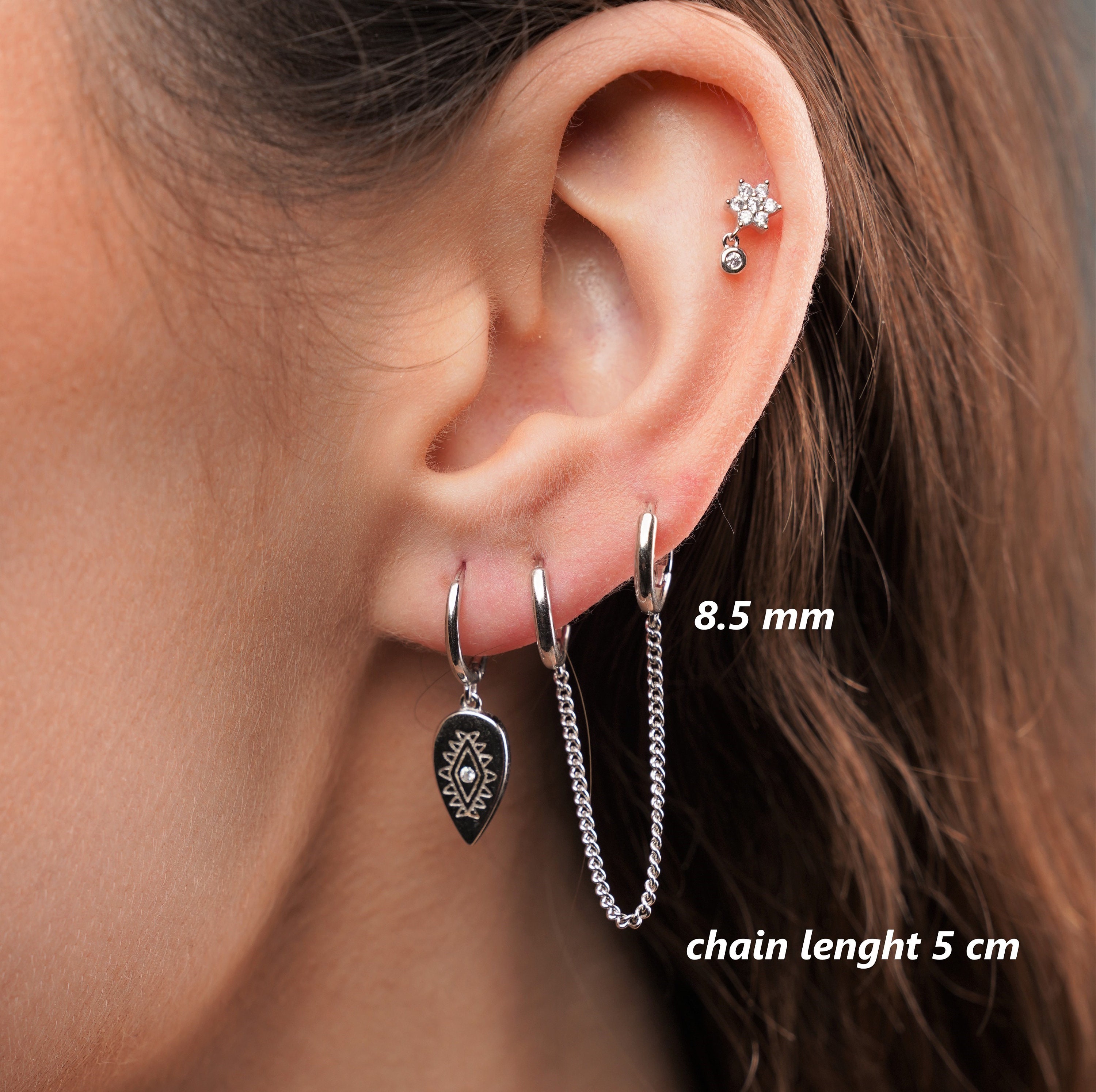 Silver piercing earrings deals