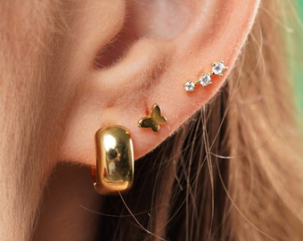 Gold hoop earrings - thick hoop earrings - thick earrings - silver hoop earrings