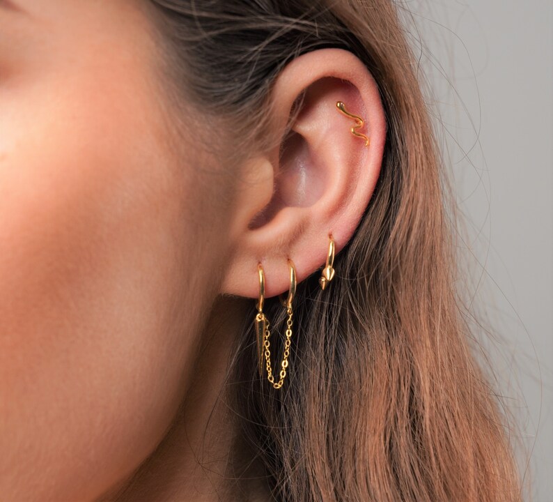 SPIKE Double Piercing Earring Handcuff hoop earrings Etsy