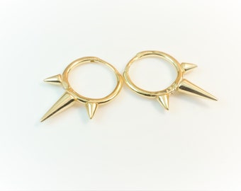 SPIKE hoops - Silver spike huggie hoops - Spike hoop earrings - Gold huggie earrings - Gold spike earrings - Spike earrings