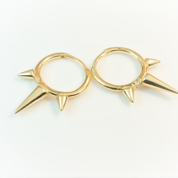 SPIKE hoops - Silver spike huggie hoops - Spike hoop earrings - Gold huggie earrings - Gold spike earrings - Spike earrings
