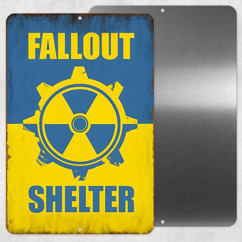 Fallout Shelter Sign – 8x12 Distressed Metal Nuclear Warning Decor for ...