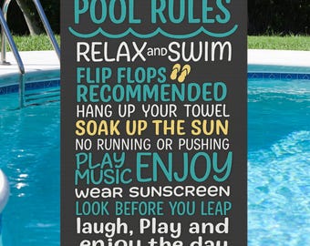 Pool Rules Metallschild, Süßes Pool-Schild, Sommer-Wanddekor, 8x12 Aluminiumschild, UV-beständiges Outdoor-Schild, Frühlingsdekor
