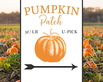 Pumpkin Patch U-Pick Sign – Vintage 8x12 Fall Farmhouse Metal Sign | Rustic Autumn Harvest Decor, Outdoor Sign, Fall Sign