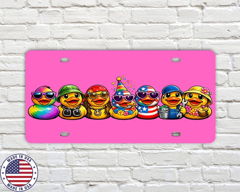 Rubber Duck Vanity License Plate | Duck Ducking Car Tag | Off Road Duck Plate | 4x4 Trail Duck License Plate | Funny Duck Car Plate 6 Colors Pink