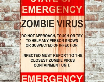 Waarschuwingsbord zombievirus – 8 x 12 metalen noodbord voor horrorfans, halloweendecor en zombieliefhebbers, bord buiten