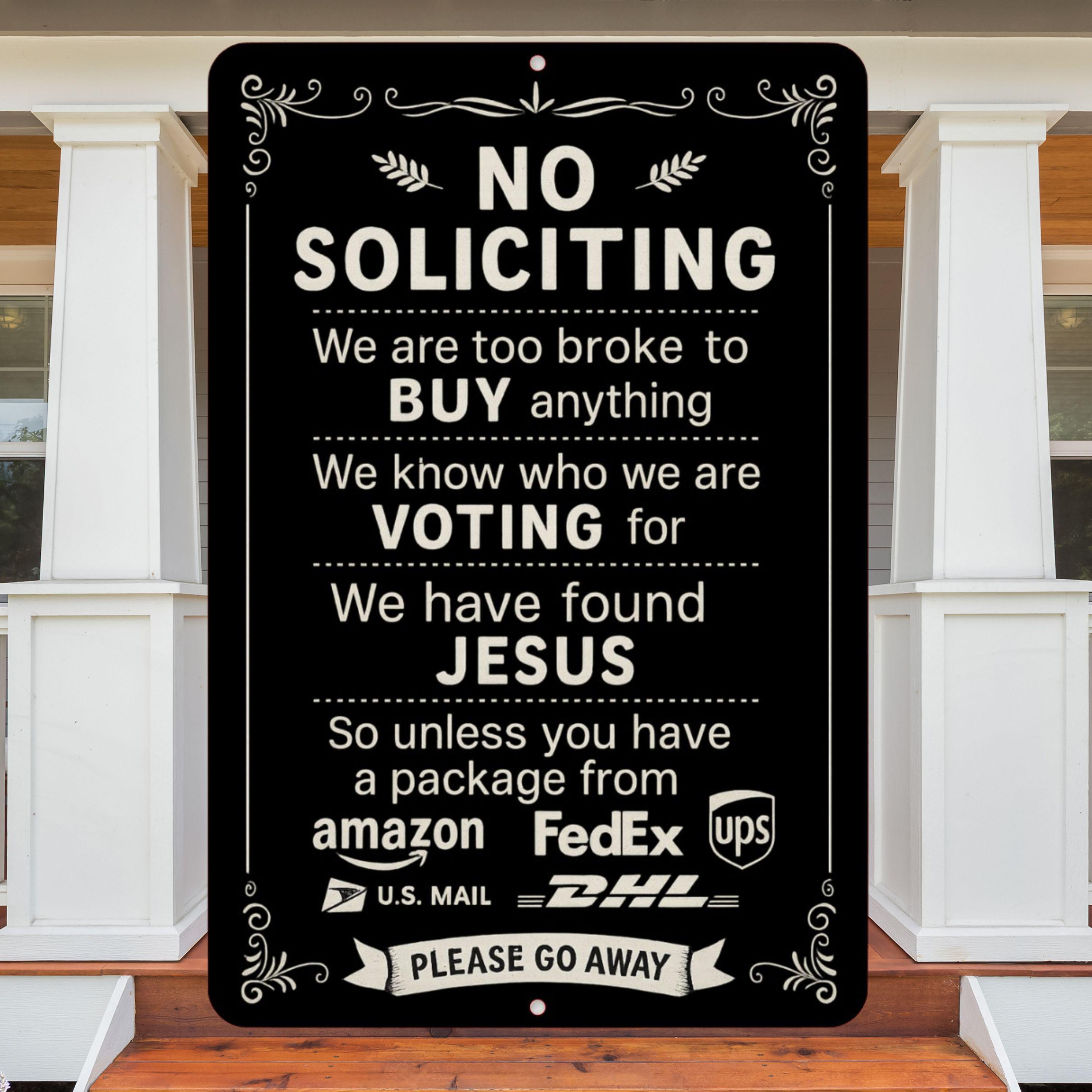 Funny No Soliciting Sign, Front Porch Sign, Go Away Sign, 8x12