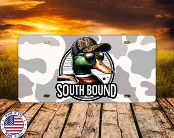 South Bound License Plate | Duck Hunting Vanity Tag | Mallard Camo Car Plate | Country Boy Truck Accessory | Made in USA Gift