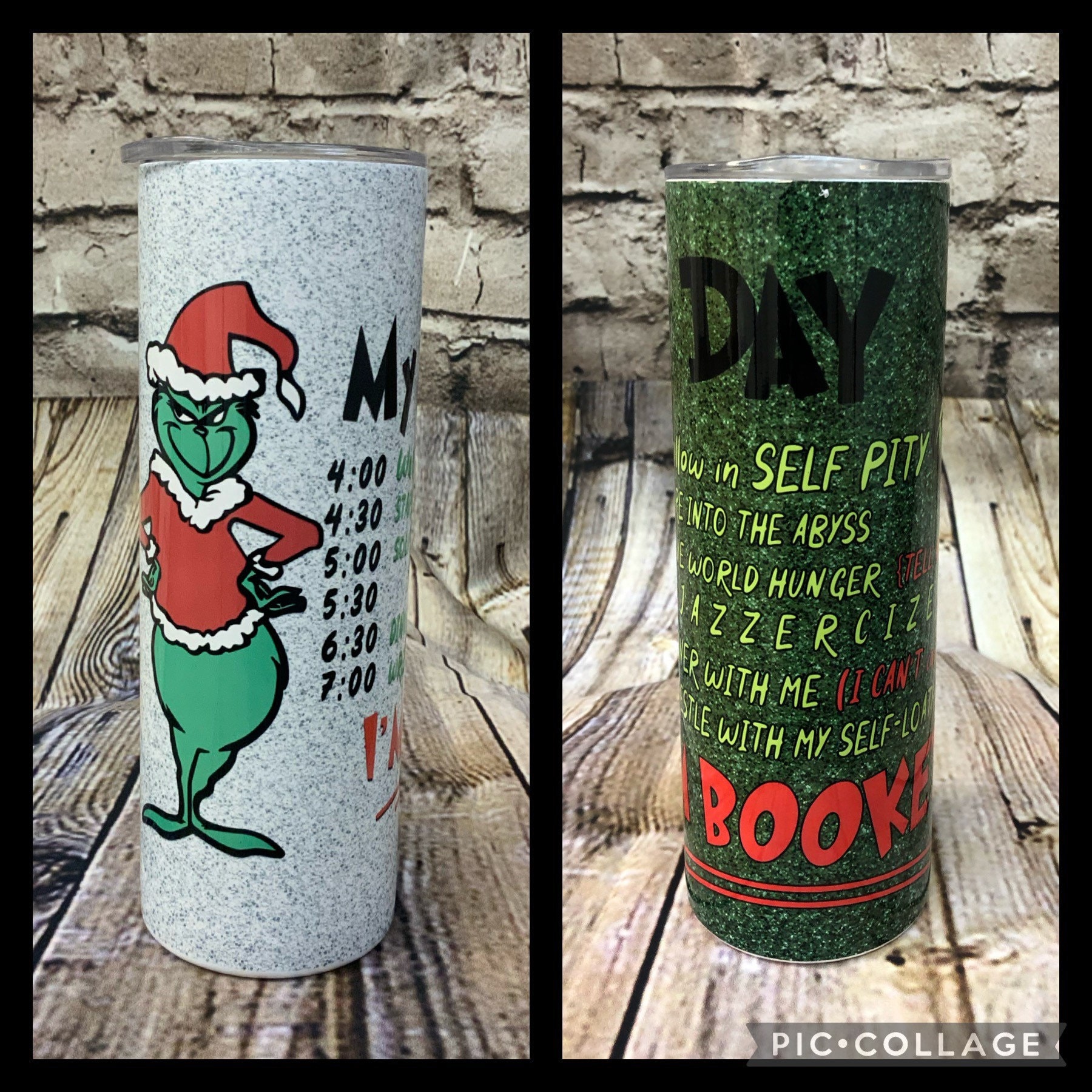 Grinch Light Up 30oz Stainless Steel Glitter Tumbler