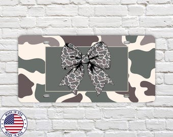 Nummerplaat met camouflagemotief voor dames | Leuk camo-autolabel | Girly jachtcamouflage aluminium label | Cadeau voor plattelandsmeisjes
