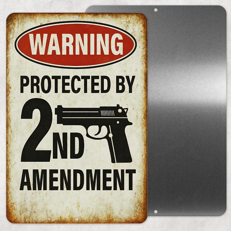 2nd Amendment Warning Sign - 8x12 Rustic Metal Gun Rights Sign, UV ...