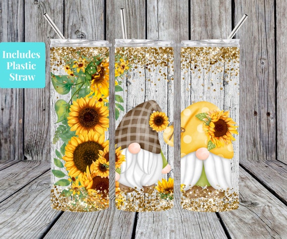 Gnome Sunflower Tumbler, Gnome Gifts, Gnome Tumbler With Straw, Gnome Cup, Gnome  Tumbler 20oz 