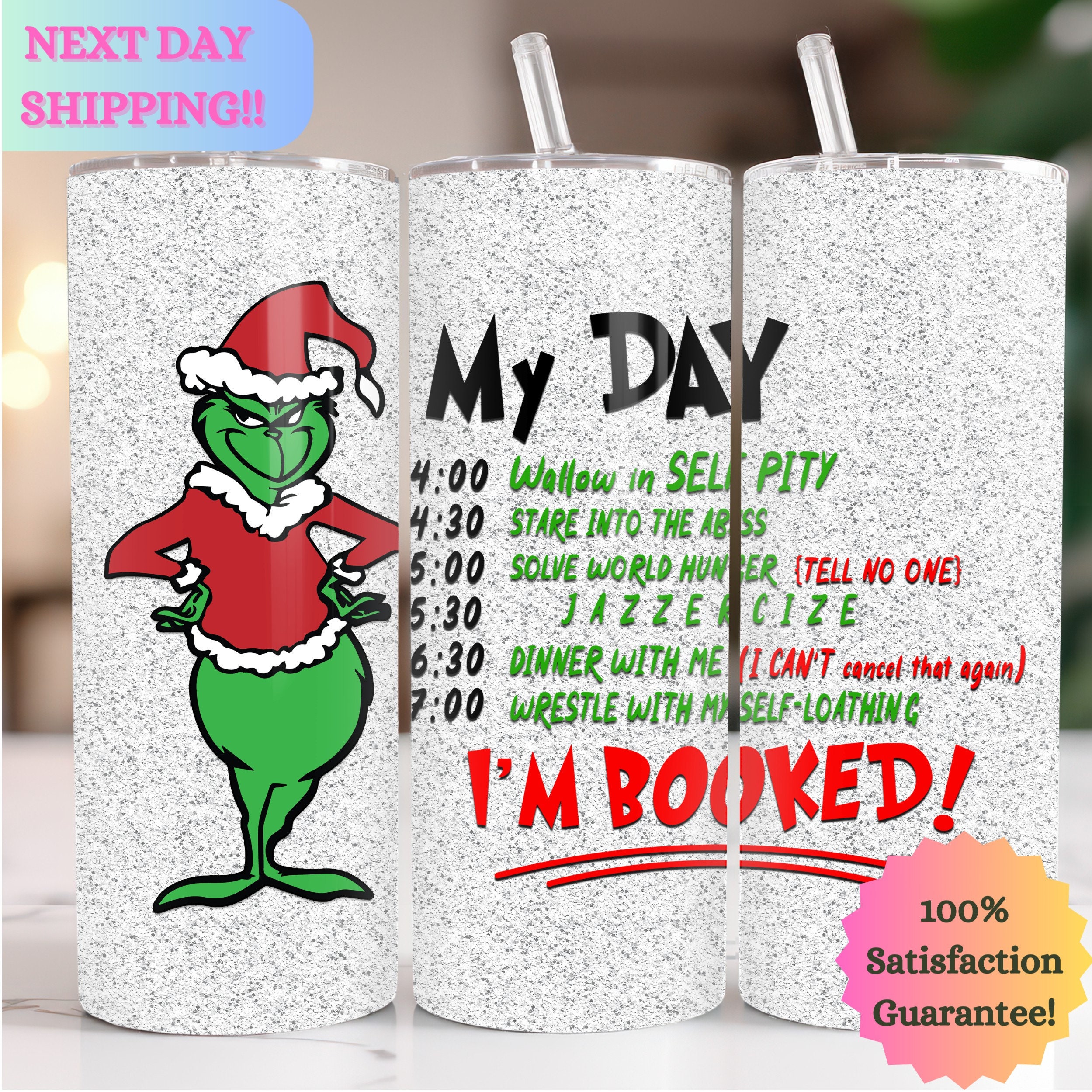 Grinch My Day Christmas Beer Can Glass Tumbler: Custom Tumblers