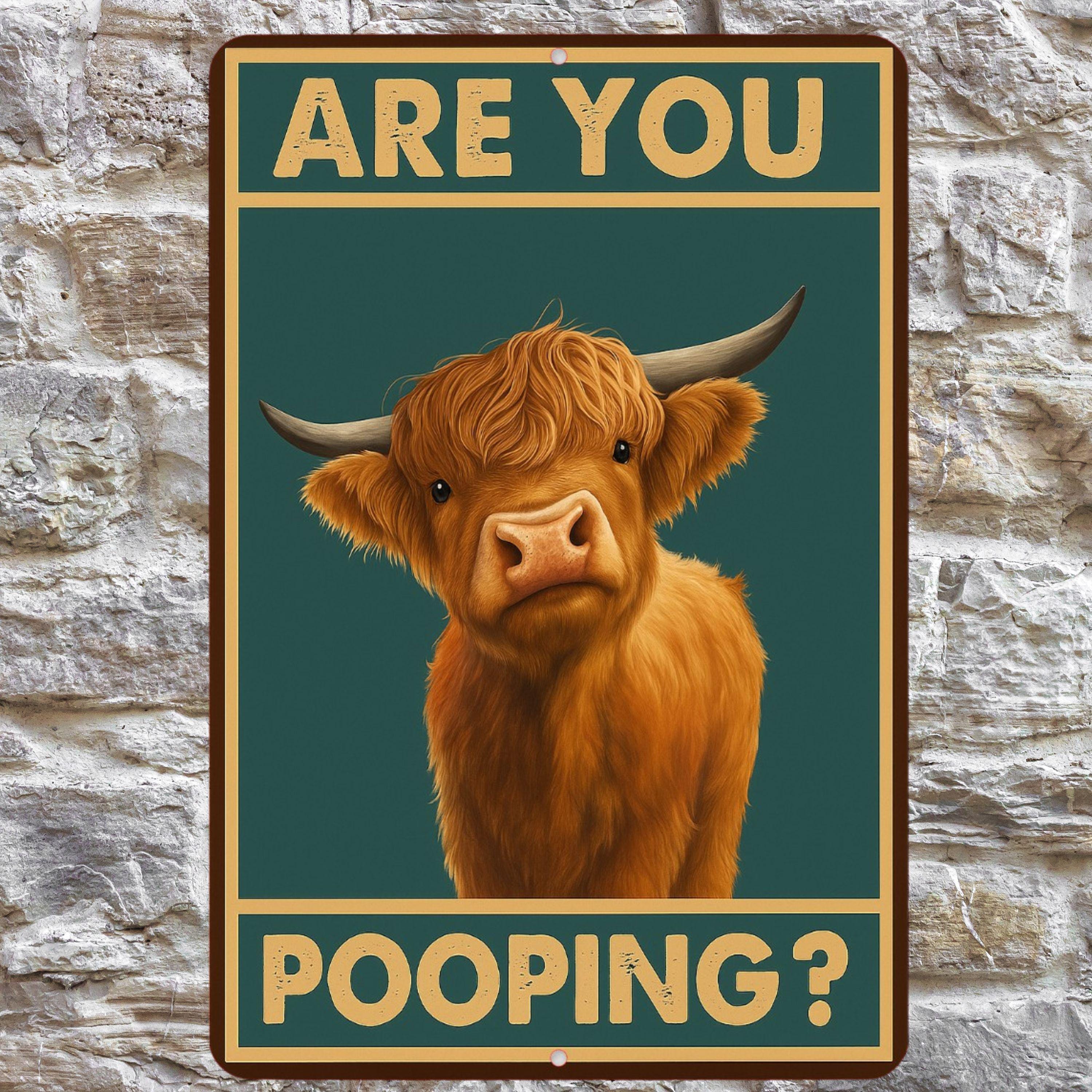 Are You POOPING Sign, Highland Cow Bathroom Sign, Funny Sign, 8x12 ...