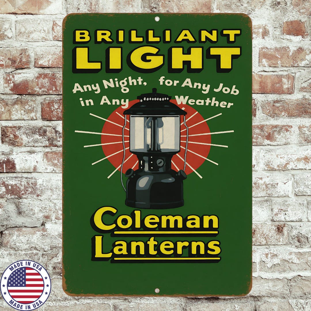 Coleman Lanterns Brilliant Light Sign – 8x12 Vintage Camping Decor, UV ...