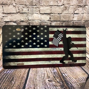 Bigfoot | Sasquatch | American Flag | Rock on| Vanity Auto Front License Plate | Peace | Christmas Gift