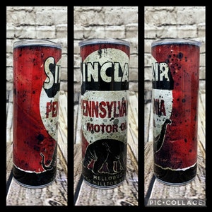 Vintage Style Sinclair Motor Oil 20oz Tumbler | Funny Gift | Gag Gift | For Men | Mechanic | Car Stuff | Dad Gift | Father&#39;s Day Gift