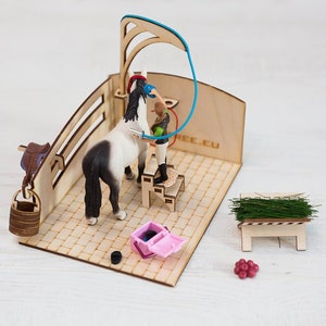Horse washer horse cleaning kit schleich, breyer, collecta accessories for wooden washer to play