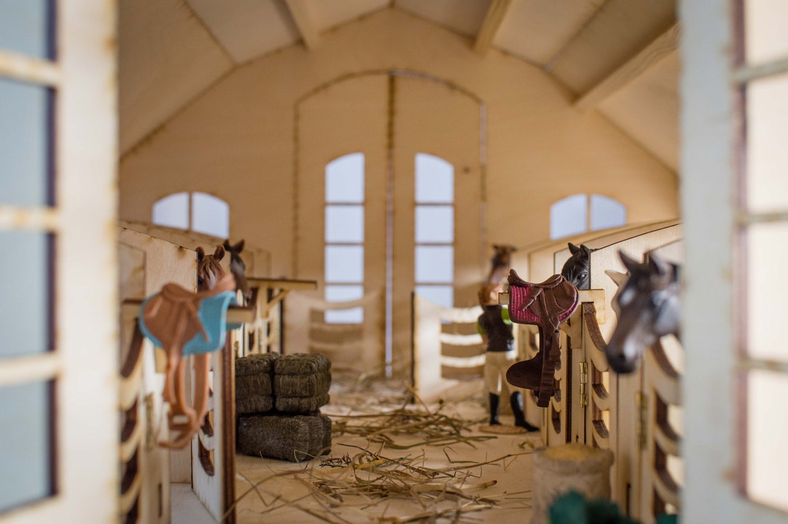 Pferdestall 36 PARTS-10 Stände-Holz Pferdestall-schleich | Etsy