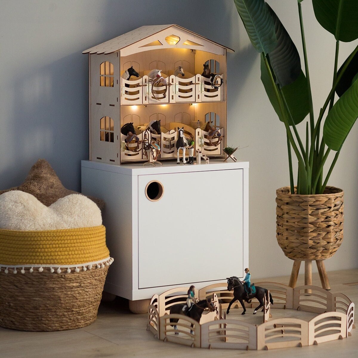 Wall and Sill Stables SET 8 Stalls-horse Stable-wooden Barn-toy ...